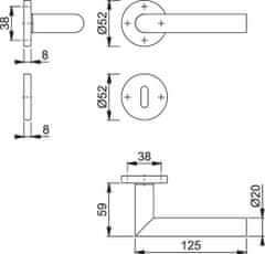 Hoppe Amsterdam rozeta E1400Z/42KV/42KVS F84-1 R OB, jeklo