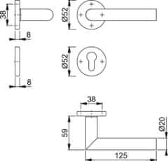 Hoppe Amsterdam rozeta E1400Z/42KV/42KVS F84-1 R PZ, jeklo