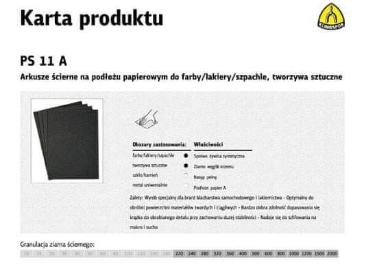KLINGSPOR LISTINE ZA PESEK NA PAPIRNI OSNOVI 230 mm x 280 mm PS11A WET gr. 400 /50 kosov.