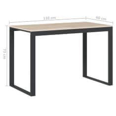 Vidaxl Računalniška miza črna in hrast 110x60x73 cm iverna plošča