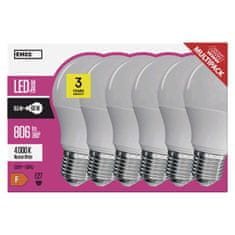 Emos LED žarnica Classic A60, 8,5 W, E27, nevtralno bela, 6 kosov