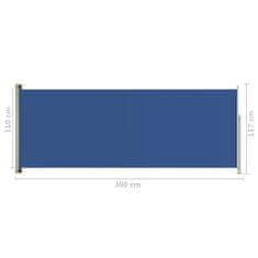 Vidaxl Zložljiva stranska tenda za teraso 117x300 cm modra