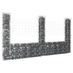 Vidaxl Gabion košara U-oblike s 3 stebri železo 260x20x150 cm