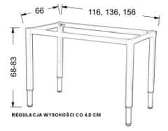 STEMA Namizni okvir NY-A057/K nastavljiv - 136x66 cm, alu