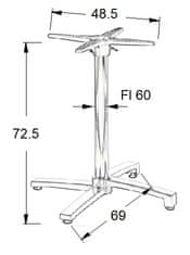 STEMA Namizno stojalo - aluminij SH-7012/A nagibno aluminijasto - 69x69 cm