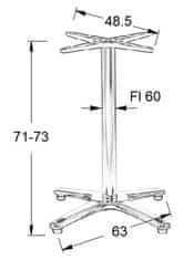 STEMA Podnožje za mizo - aluminij SH-7102/A alu / nerjavno jeklo - 63x63 cm