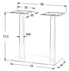 STEMA Podnožje za mizo - nerjaveče jeklo SH-3003-1/S/6 brušeno - 70x40 cm