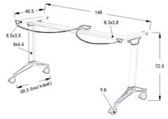 STEMA Namizni okvir NY-A105 s tečaji 146x59x72,5