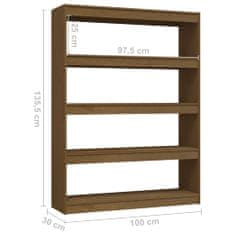 Vidaxl Knjižna omara za razdelitev prostora med. rjava 100x30x135,5 cm