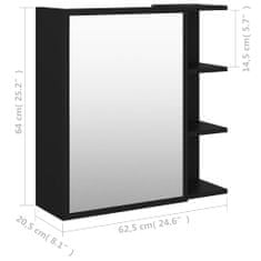 Vidaxl Kopalniška omarica z ogledalom črna 62,5x20,5x64 cm