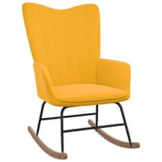 Vidaxl Gugalni stol s stolčkom gorčično rumen žamet