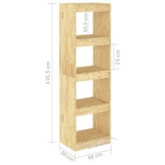 Vidaxl Knjižna omara za razdelitev prostora 40x30x135,5 cm borovina