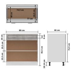 Vidaxl Spodnja omarica s predalom betonsko siva 80x46x81,5 cm