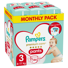 Pampers Premium Care hlačne plenice, vel. 3 (144 kosov) - odprta embalaža