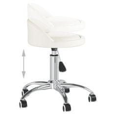 Vidaxl Vrtljivi namizni stoli, 2 kosa, beli, umetno usnje