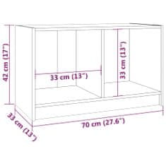 Vidaxl TV omarica bela 70x33x42 cm trdna borovina