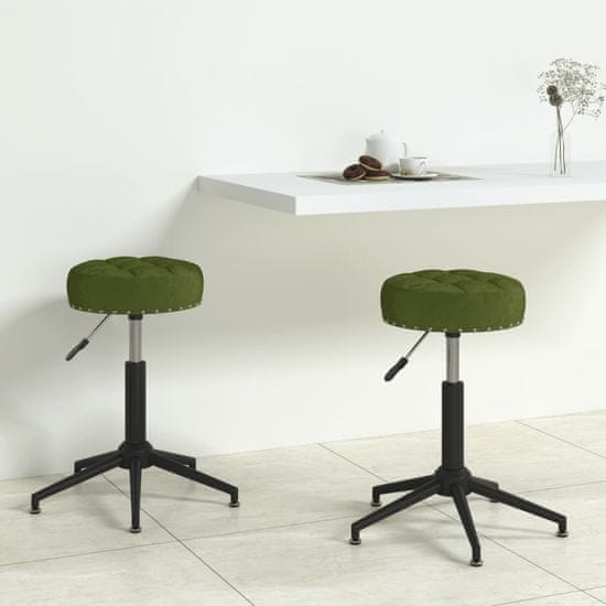 Vidaxl Obračani stoli, 2 kosa, svetlo zelena, žamet