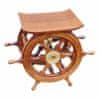 Bashan Mizica ali stol v obliki ladijskega volana - lesen dizajnerski morski kos pohištva, mizica ali stolček s pridihom morja, višina 39cm