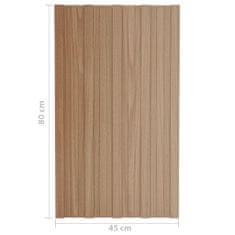 Greatstore Strešni paneli 36 kosov pocinkano jeklo svetli les 80x45 cm