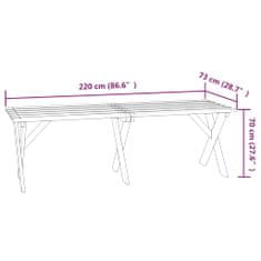 Vidaxl Vrtna miza 220x73x70 cm impregnirana borovina