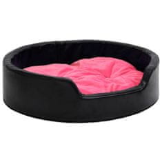 Vidaxl Pasja postelja črna in roza 99x89x21 cm pliš in umetno usnje