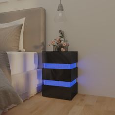 Vidaxl LED nočna omarica visok sijaj črna 45x35x67 cm iverna plošča