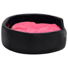 Greatstore Pasja postelja črna in roza 79x70x19 cm pliš in umetno usnje
