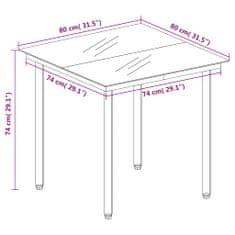 Vidaxl Vrtna jedilna miza črna 80x80x74 cm jeklo in steklo