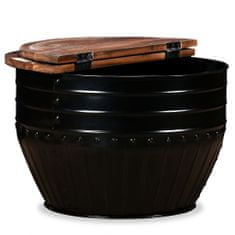 Vidaxl Klubska mizica iz trdnega predelanega lesa črna oblika soda