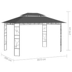 Vidaxl Paviljon 4x3x2,7 m antraciten 160 g/m2