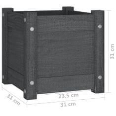 Vidaxl Vrtno cvetlično korito 2 kosa sivo 31x31x31 cm trdna borovina