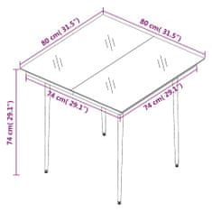 Vidaxl Vrtna jedilna miza črna 80x80x74 cm jeklo in steklo