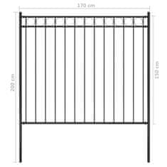 Vidaxl Vrtna ograja jeklo 1,7x1,5 m črna