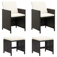 Vidaxl Vrtni stoli in stolčki 4-delni komplet poli ratan črne barve