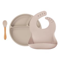 Minikoioi BLW II silikonski set za hranjenje, Bubble Beige