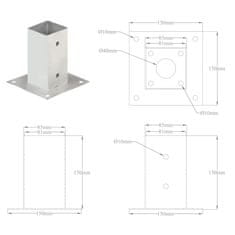 Vidaxl Sidra za stebričke 4 kosi pocinkana kovina 81 mm