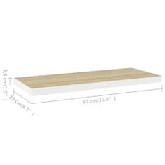 Vidaxl Stenske police 4 kosi hrast in bele 80x23,5x3,8 cm MDF