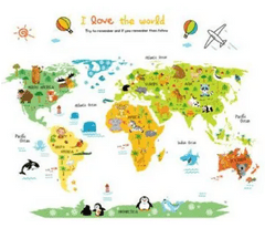 Zaparevrov Otroški samolepilni zemljevid sveta