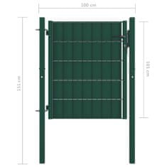 Vidaxl Vrata za ograjo PVC in jeklo 100x101 cm zelena