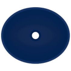 shumee Razkošen umivalnik ovalen mat temno moder 40x33 cm keramičen