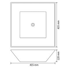 Vidaxl Keramični umivalnik kvadratne oblike črne barve 41,5x41,5x12 cm