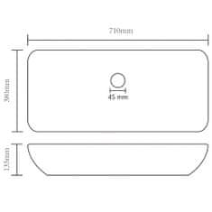 Vidaxl Razkošen umivalnik pravokoten mat svetlo siv 71x38 cm keramičen