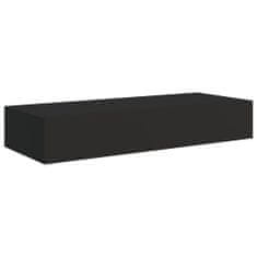 Greatstore Stenska polica s predalom 2 kosa črna 60x23,5x10 cm mediapan