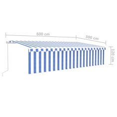 Vidaxl Ročno zložljiva markiza z zaveso, 6x3 m, modra in bela