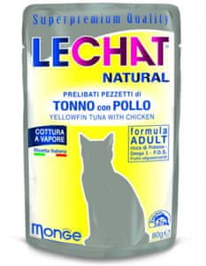 Lechat Excellence Natural mokra hrana za odrasle mačke, tuna in piščanec, 24 x 80 g