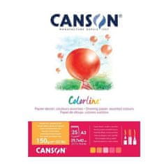 Rayher.	 Papir Canson ColorLine A3 150 g sort. Ogenj, 25 listov