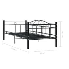 Greatstore Posteljni okvir za dnevno posteljo črn kovinski 90x200 cm