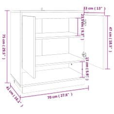 Vidaxl Komoda bela 70x41x75 cm iverna plošča