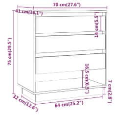 Vidaxl Komoda visok sijaj bela 70x41x75 cm iverna plošča