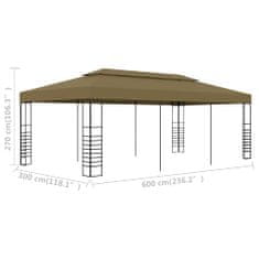 Vidaxl Vrtni paviljon 6x3x2,7 m taupe 180 g/m²